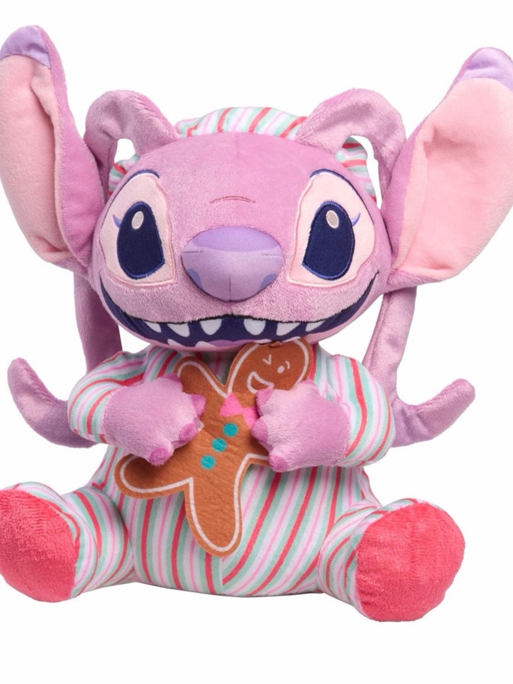 Disney Pink Stitch Plush in Striped Pajamas with Gingerbread